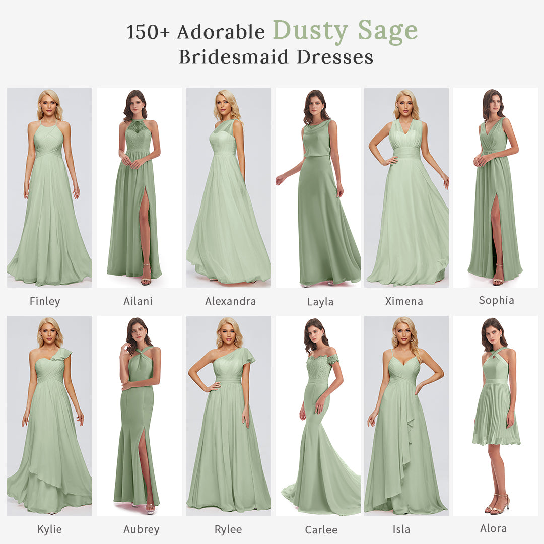 dusty sage green bridesmaid dresses